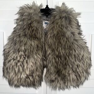 Old Navy Girls Neutral Faux Fur Vest 12-28 months